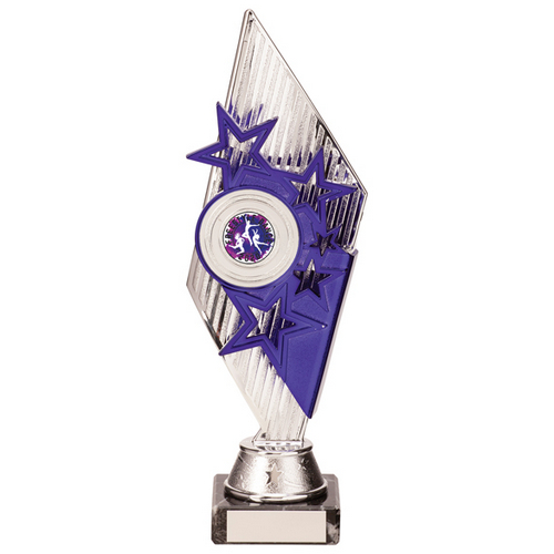 Pizzazz Plastic Trophy | Silver & Purple | 270mm | S9