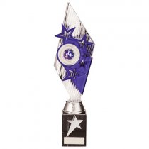Pizzazz Plastic Trophy | Silver & Purple | 325mm | S25