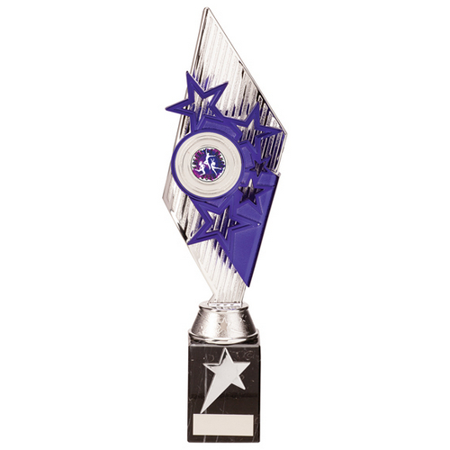 Pizzazz Plastic Trophy | Silver & Purple | 325mm | S25