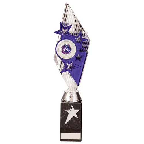Pizzazz Plastic Trophy | Silver & Purple | 350mm | S25
