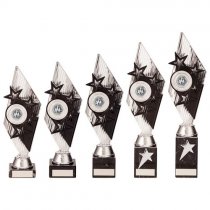 Pizzazz Plastic Trophy | Silver & Black | 280mm | S25