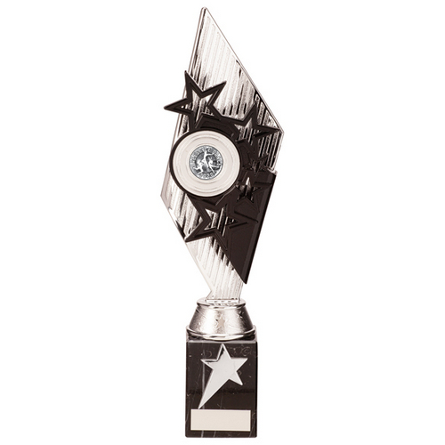 Pizzazz Plastic Trophy | Silver & Black | 325mm | S25