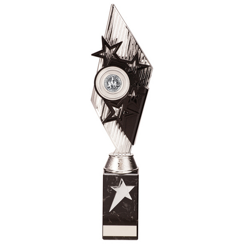 Pizzazz Plastic Trophy | Silver & Black | 350mm | S25