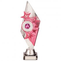 Pizzazz Plastic Trophy | Silver & Pink | 270mm | S9