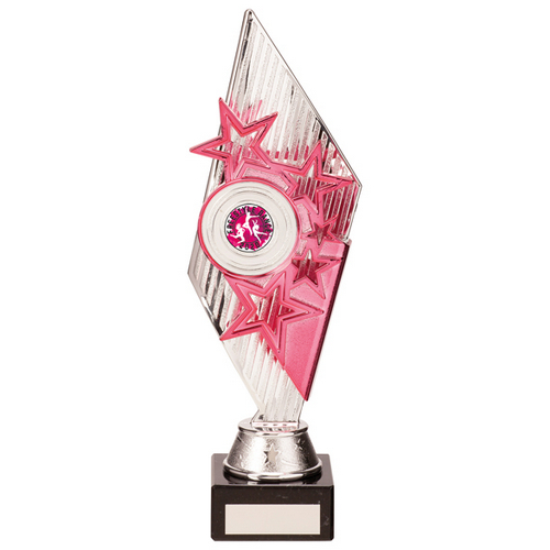Pizzazz Plastic Trophy | Silver & Pink | 280mm | S25
