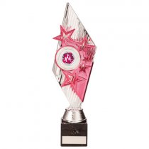 Pizzazz Plastic Trophy | Silver & Pink | 300mm | E4294C