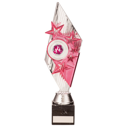 Pizzazz Plastic Trophy | Silver & Pink | 300mm | E4294C