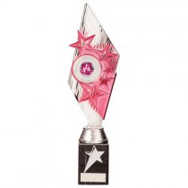 Pizzazz Plastic Trophy | Silver & Pink | 325mm | S25