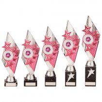 Pizzazz Plastic Trophy | Silver & Pink | 325mm | S25