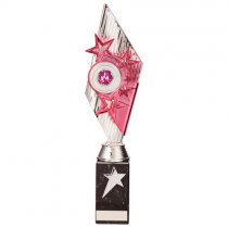 Pizzazz Plastic Trophy | Silver & Pink | 350mm | S25