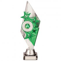 Pizzazz Plastic Trophy | Silver & Green | 270mm | S9
