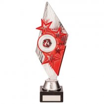Pizzazz Plastic Trophy | Silver & Red | 280mm | S25