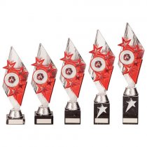 Pizzazz Plastic Trophy | Silver & Red | 280mm | S25