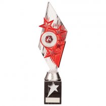 Pizzazz Plastic Trophy | Silver & Red | 325mm | S25