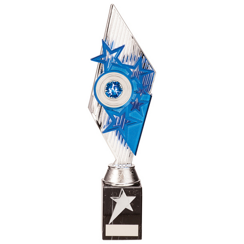 Pizzazz Plastic Trophy | Silver & Blue | 325mm | S25