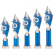 Pizzazz Plastic Trophy | Silver & Blue | 325mm | S25