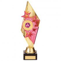 Pizzazz Plastic Trophy | Gold & Pink | 280mm | G25