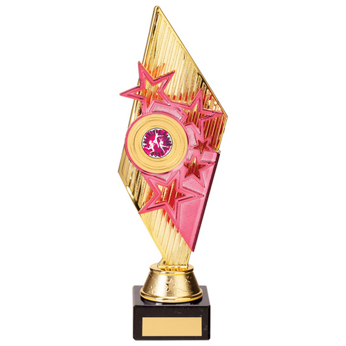 Pizzazz Plastic Trophy | Gold & Pink | 280mm | G25