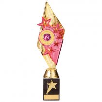 Pizzazz Plastic Trophy | Gold & Pink | 325mm | G25