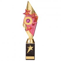 Pizzazz Plastic Trophy | Gold & Pink | 350mm | G25