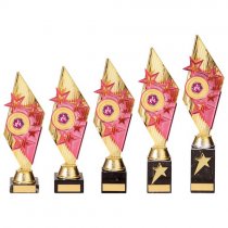 Pizzazz Plastic Trophy | Gold & Pink | 350mm | G25