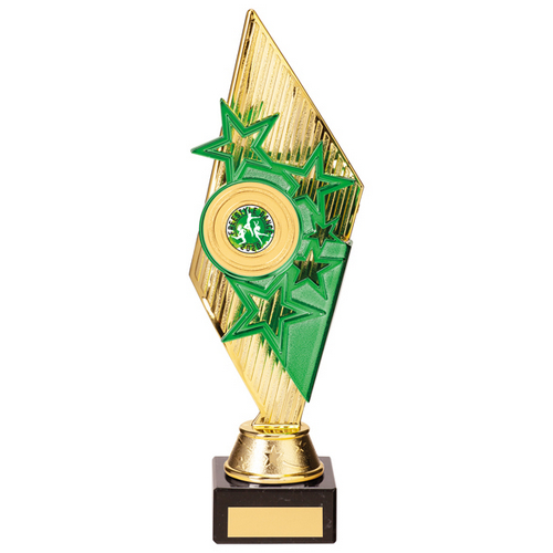 Pizzazz Plastic Trophy | Gold & Green | 280mm | G25