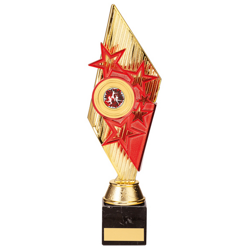 Pizzazz Plastic Trophy | Gold & Red | 300mm | E4293C