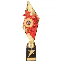 Pizzazz Plastic Trophy | Gold & Red | 325mm | G25