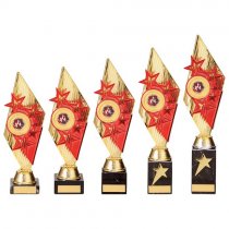 Pizzazz Plastic Trophy | Gold & Red | 325mm | G25
