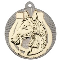 Horse Two Colour Medal | Matt Silver & Gold | 50mm