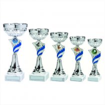 Foxie Silver & Blue Bowl Trophy | Metal Bowl | 230mm | S7