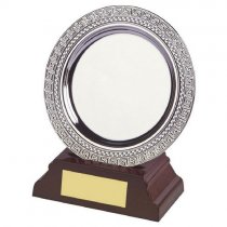 Silver Plated Salver on Wood Stand | 100mm | G6