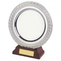 Silver Plated Salver on Wood Stand | 150mm | G7