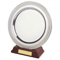 Silver Plated Salver on Wood Stand | 200mm | G49