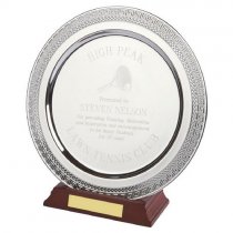 Silver Plated Salver on Wood Stand | 250mm | G50