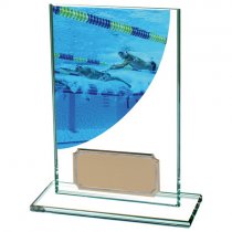 Colour Curve Swimming Jade Glass Trophy | 125mm |