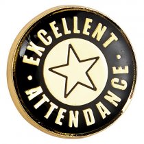Heritage Excellent Attendance Pin Badge | Black & Gold | 20mm |