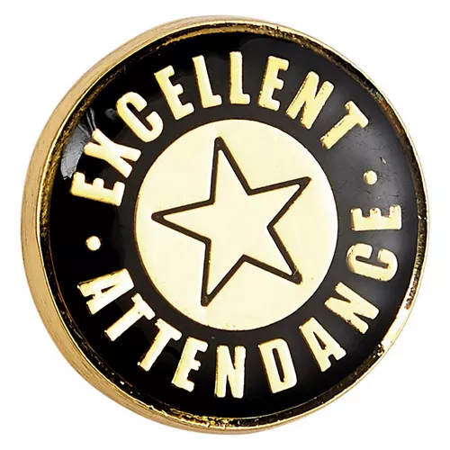 Excelent Pin Heritage Excellent Attendance Pin Badge | Black & Gold | 20mm | , Buy On...