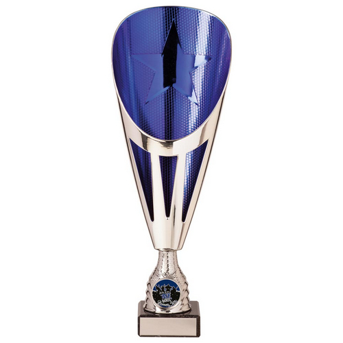 Rising Stars Deluxe Plastic Lazer Cup | Silver & Blue | 295mm | S7