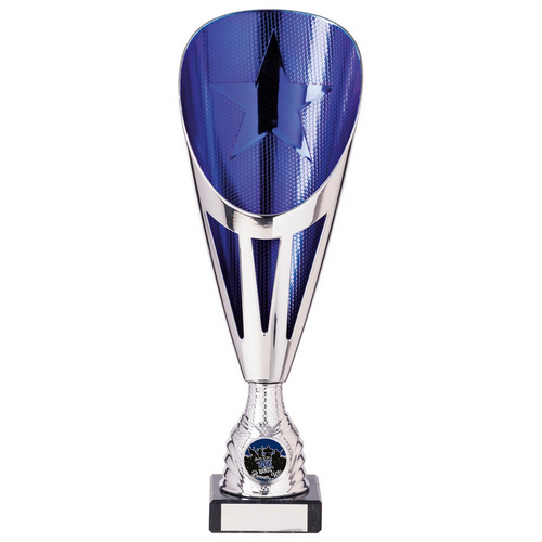 Rising Stars Deluxe Plastic Lazer Cup | Silver & Blue | 305mm | S9