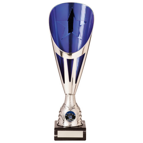 Rising Stars Deluxe Plastic Lazer Cup | Silver & Blue | 325mm | S25