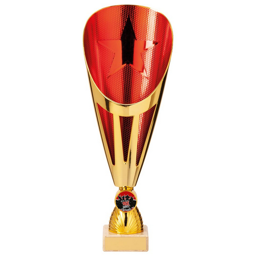 Rising Stars Deluxe Plastic Lazer Cup | Gold & Red | 295mm | G7