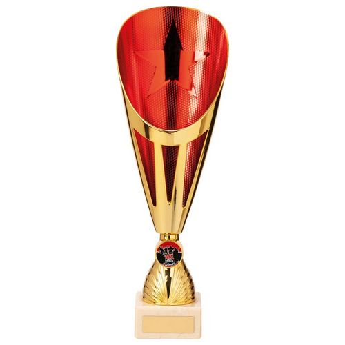 Rising Stars Deluxe Plastic Lazer Cup | Gold & Red | 315mm | G25