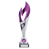 Inferno Plastic Laser Cut Trophy Cup | Silver & Purple | 265mm | S7
