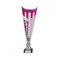 Garrison Plastic Laser Cut Trophy Cup | Silver & Pink | 305mm | G7