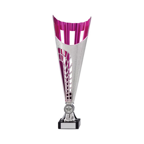 Garrison Plastic Laser Cut Trophy Cup | Silver & Pink | 305mm | G7