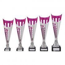 Garrison Plastic Laser Cut Trophy Cup | Silver & Pink | 305mm | G7