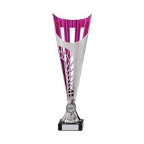Garrison Plastic Laser Cut Trophy Cup | Silver & Pink | 315mm | S7