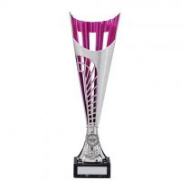 Garrison Plastic Laser Cut Trophy Cup | Silver & Pink | 330mm | S7
