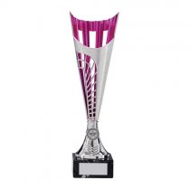 Garrison Plastic Laser Cut Trophy Cup | Silver & Pink | 350mm | S7